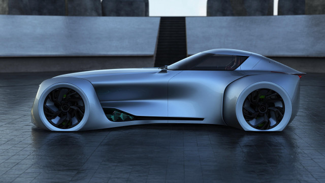 Futuristic car dark room stairs free wallpaper for desktop - medium preview image