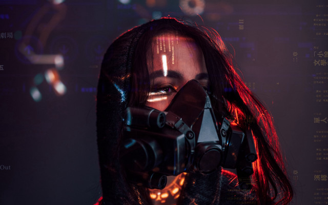 Woman gun redlight cyberpunk androidjones free wallpaper for desktop - medium preview image