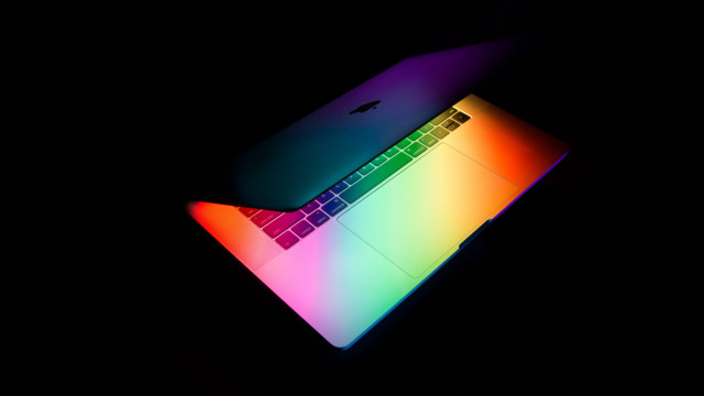 Laptop rainbow keyboard dark background free wallpaper for desktop - medium preview image