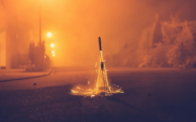 Sticks glow night city sky free wallpaper for desktop - medium preview image