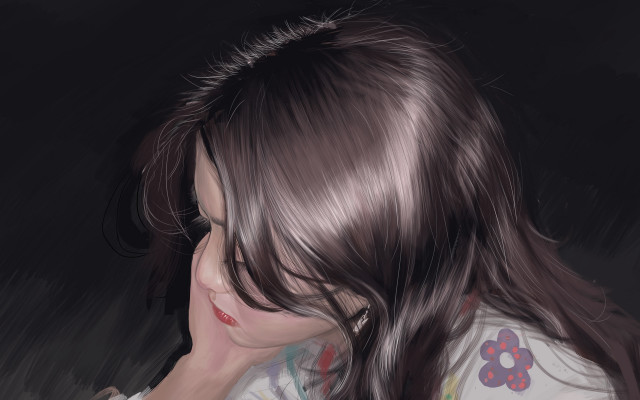 Girl smiling longhair phone black free wallpaper for desktop - medium preview image