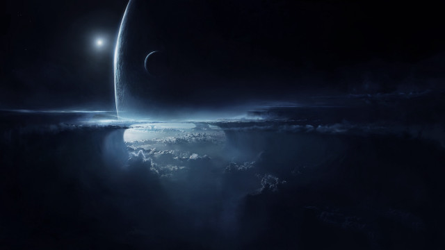 Space earth horizon moon star free wallpaper for desktop - medium preview image