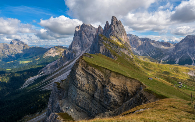 Mountain range grassy field cloudy #3 free wallpaper for desktop - medium preview image