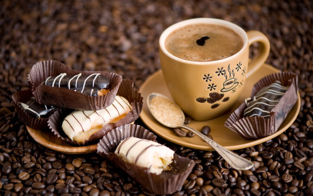 Coffee chocolates plate spoon beans free wallpaper for desktop - medium preview image