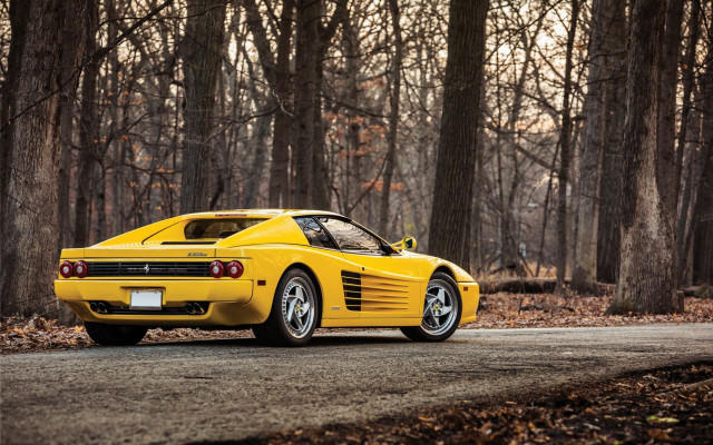 Yellow sports car woods neoclassicism free wallpaper for desktop - medium preview image
