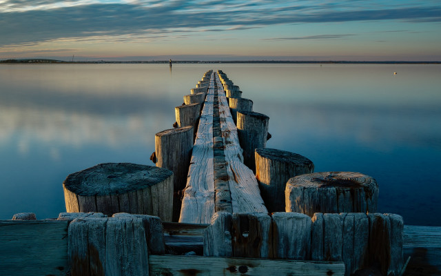 Pier dock sunset land art free wallpaper for desktop - medium preview image