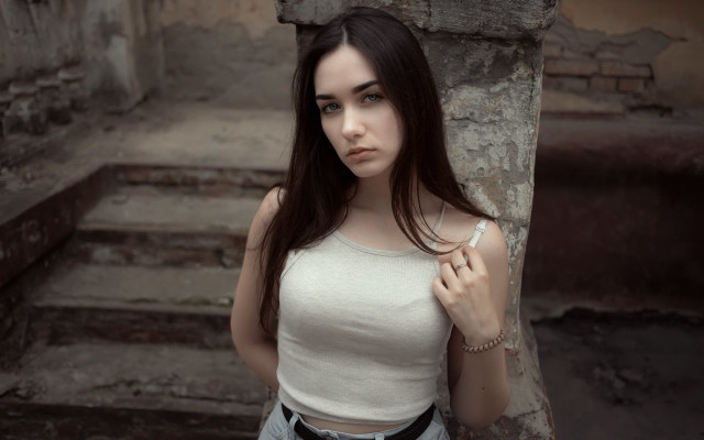 Elina karimova white shirt stone free wallpaper for desktop - medium preview image