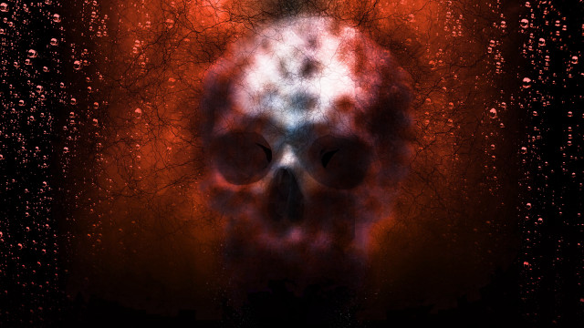 Strange skull water drops red free wallpaper for desktop - medium preview image