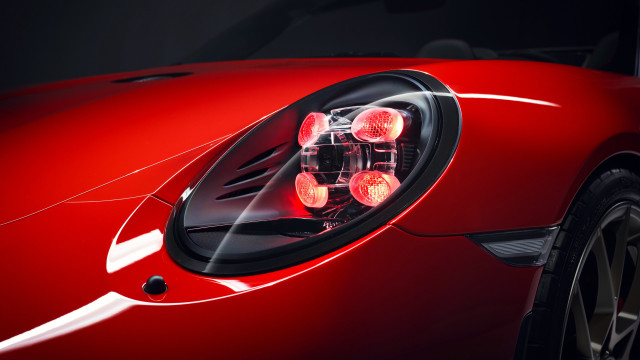 Red sports car headlight black free wallpaper for desktop - medium preview image