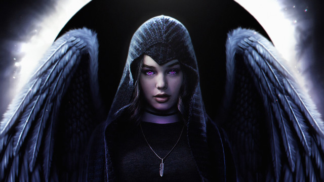 Angel woman hood wings necklace free wallpaper for desktop - medium preview image