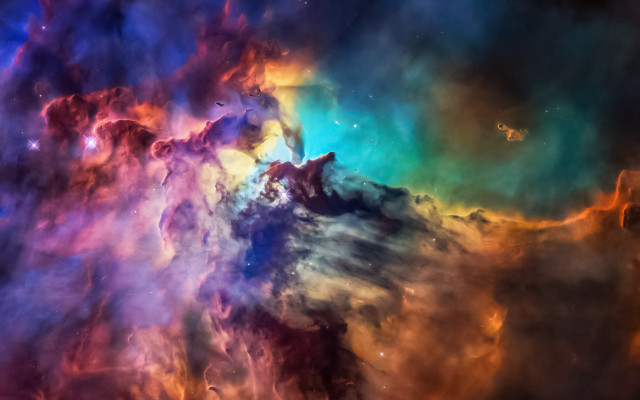 Colorful star forming nebula fire free wallpaper for desktop - medium preview image