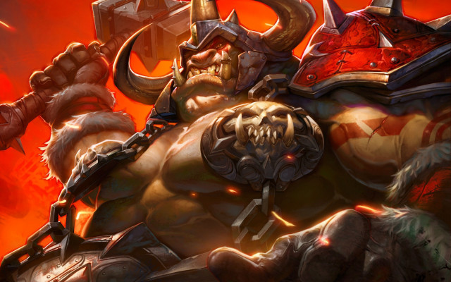 Horned man sword demon glowing free wallpaper for desktop - medium preview image