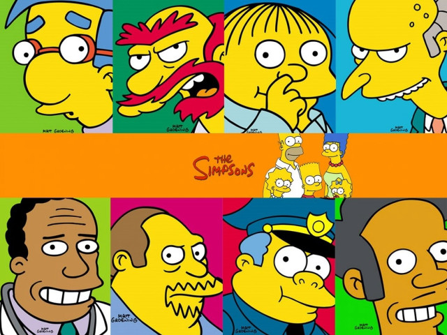 Simpsons characters expressions funny colorful free wallpaper for desktop - medium preview image