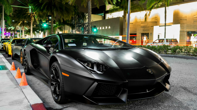 Black sports car night tokyo free wallpaper for desktop - medium preview image