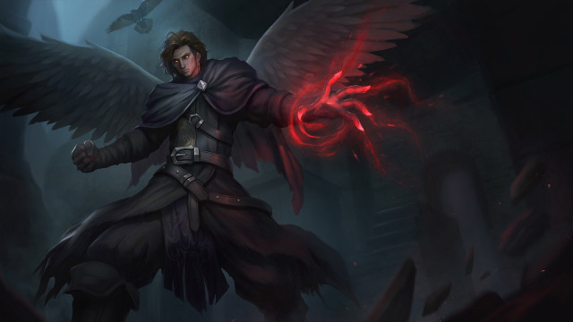 Winged man red object demon free wallpaper for desktop - medium preview image