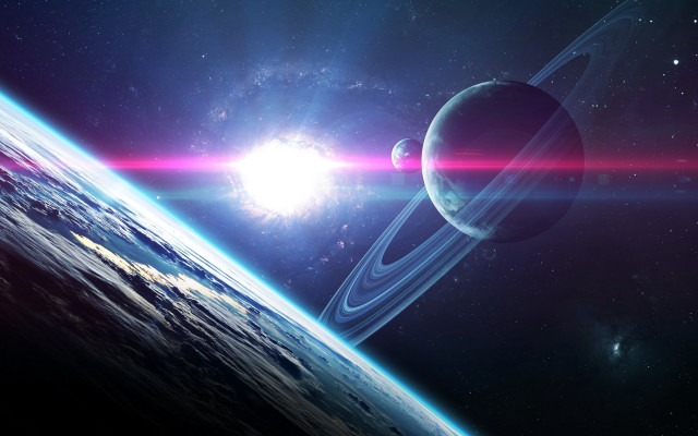 Space planet sun red light free wallpaper for desktop - medium preview image