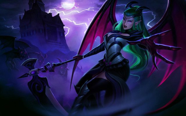 Demon girl armor wings scythe free wallpaper for desktop - medium preview image