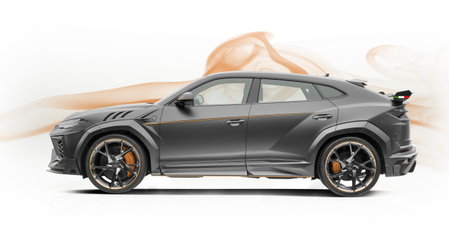 Gray sports car orange accents free wallpaper for desktop - medium preview image