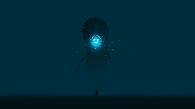 Glowing man lovecraftian constellation moon free wallpaper for desktop - medium preview image