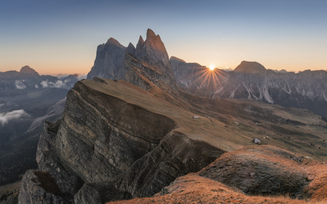 Mountain range sunset clouds animals free wallpaper for desktop - medium preview image