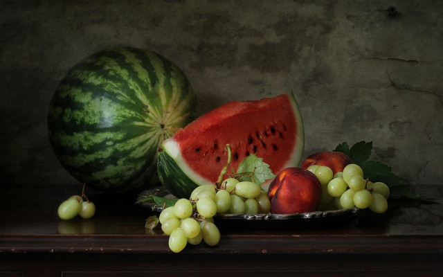 Watermelon grapes stilllife food photography free wallpaper for desktop - medium preview image