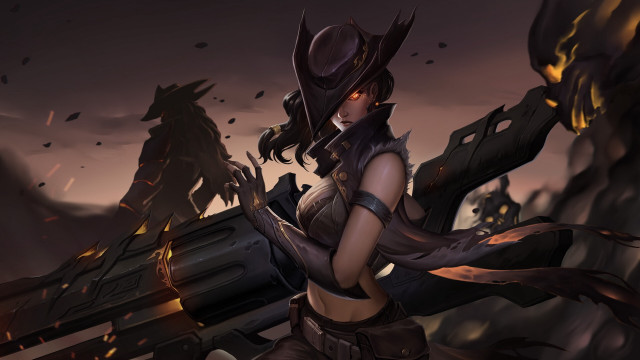 Fantasy woman demon weapon embers free wallpaper for desktop - medium preview image