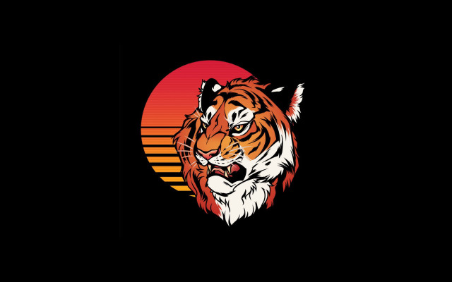 Tiger sunset vector art red free wallpaper for desktop - medium preview image