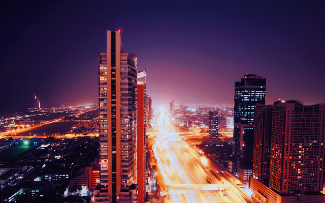 Tokyo night cityscape traffic tower free wallpaper for desktop - medium preview image