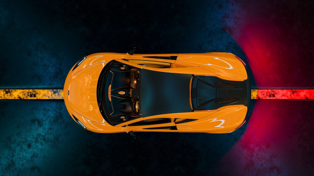 Yellow sports car topview redlight free wallpaper for desktop - medium preview image
