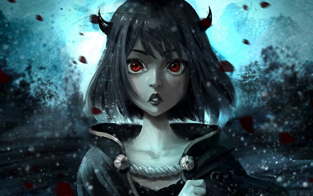 Horns black dress aurora night free wallpaper for desktop - medium preview image