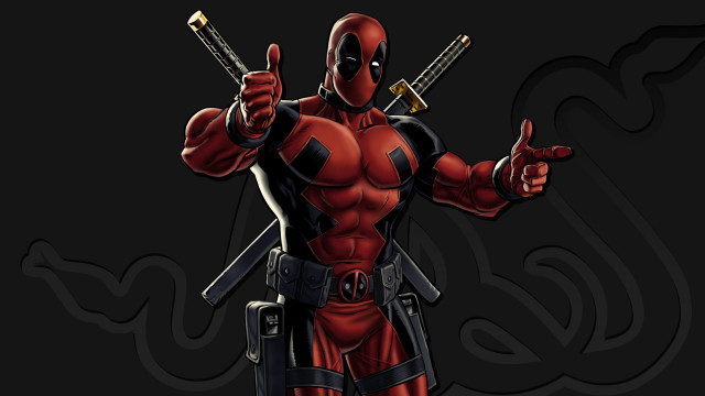 Deadpool swords black background comic free wallpaper for desktop - medium preview image