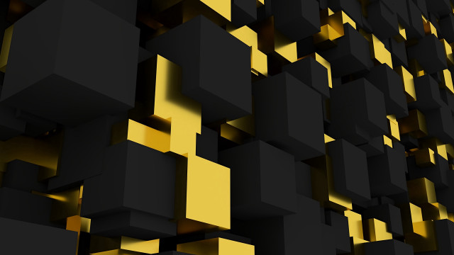 Large black yellow cubes geometric free wallpaper for desktop - medium preview image