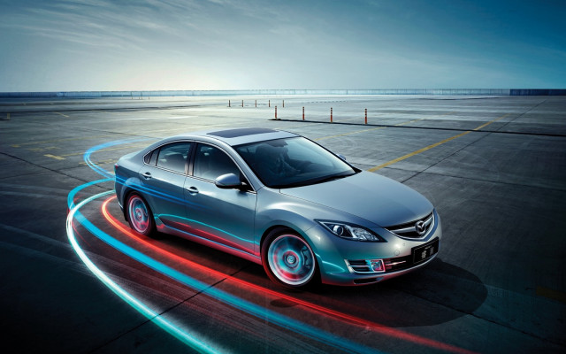 Car ocean road brightlight blue free wallpaper for desktop - medium preview image