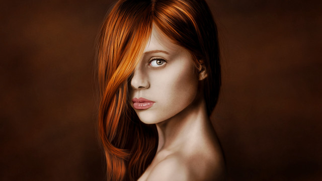 Red haired woman blue eyes #5 free wallpaper for desktop - medium preview image