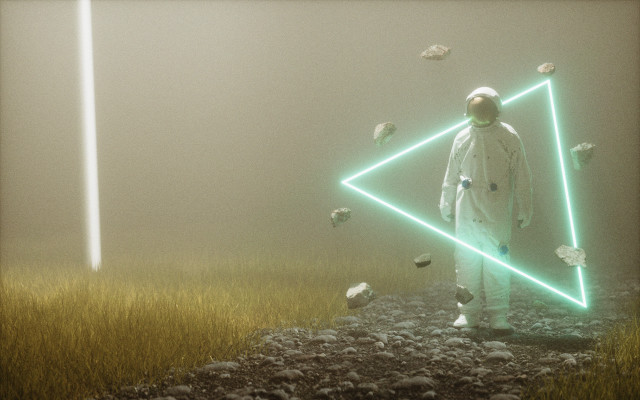 Man white suit field birds free wallpaper for desktop - medium preview image