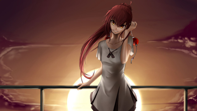 Woman railings rose moon anime free wallpaper for desktop - medium preview image