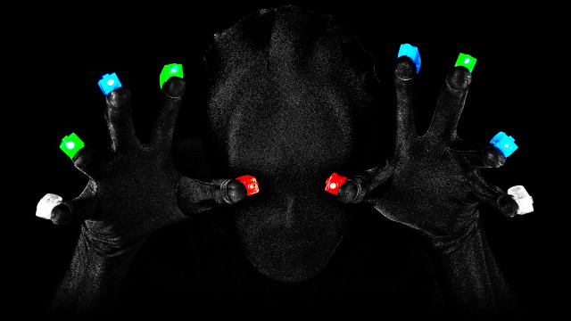 Person hands air glowing lights free wallpaper for desktop - medium preview image