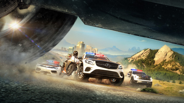 Police cars mountain road night free wallpaper for desktop - medium preview image