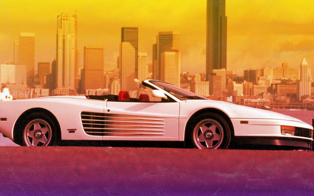 White sports car city skyline #9 free wallpaper for desktop - medium preview image