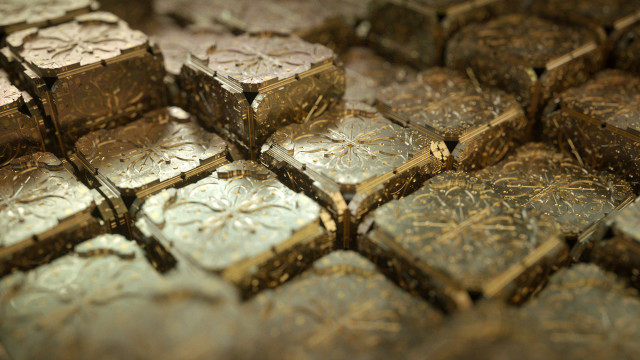 Gold silver metal foil flower free wallpaper for desktop - medium preview image