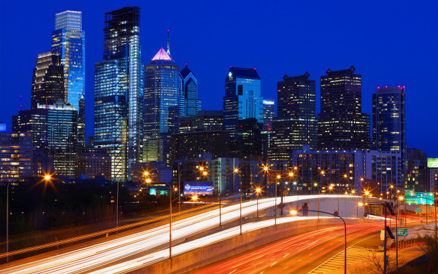City skyline highway night lights #5 free wallpaper for desktop - medium preview image