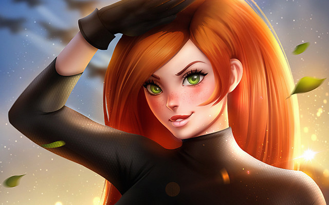 Red haired green eyed woman free wallpaper for desktop - medium preview image
