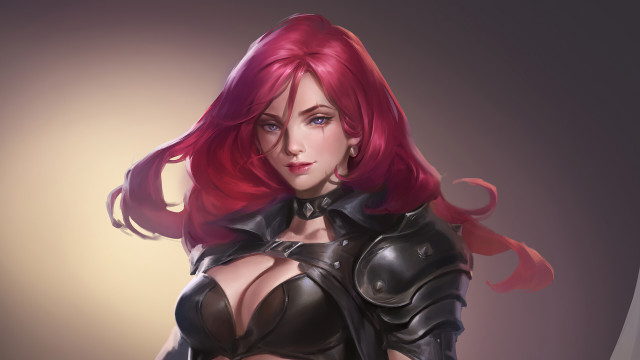 Redhair leatheroutfit fantasy art artstation free wallpaper for desktop - medium preview image