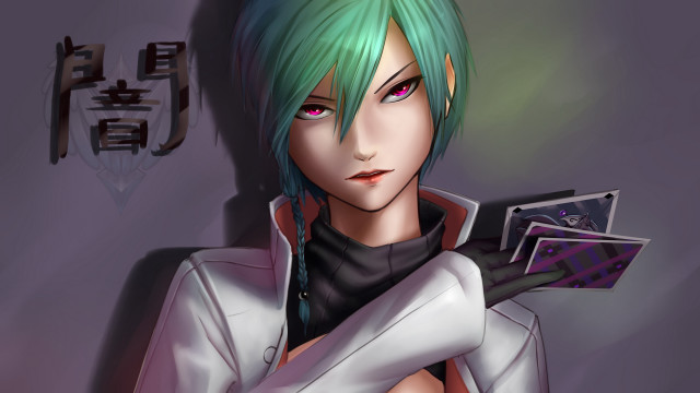 Eizan kikukawa green hair camera free wallpaper for desktop - medium preview image