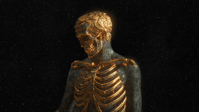 Gold skeleton dark background neoism free wallpaper for desktop - medium preview image