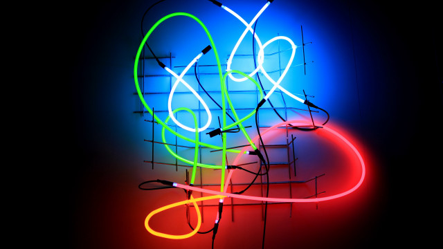 Neon sign abstract sculpture sunset free wallpaper for desktop - medium preview image