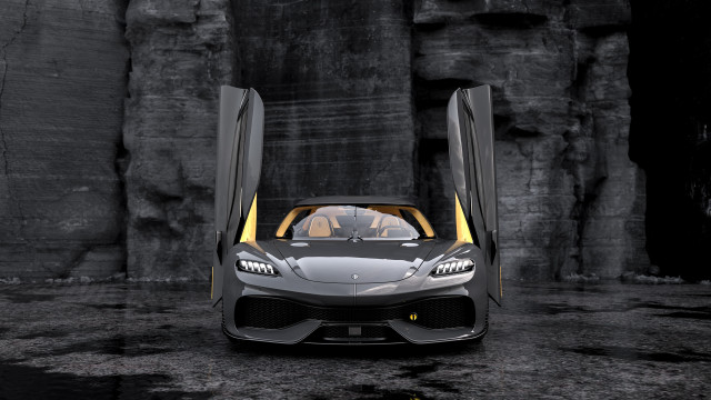 Black yellow sports car cave free wallpaper for desktop - medium preview image