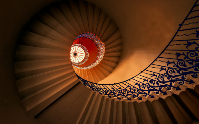 Spiral staircase red light blue free wallpaper for desktop - medium preview image