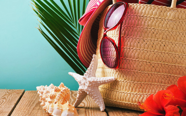 Straw bag sunglasses starfish flower free wallpaper for desktop - medium preview image