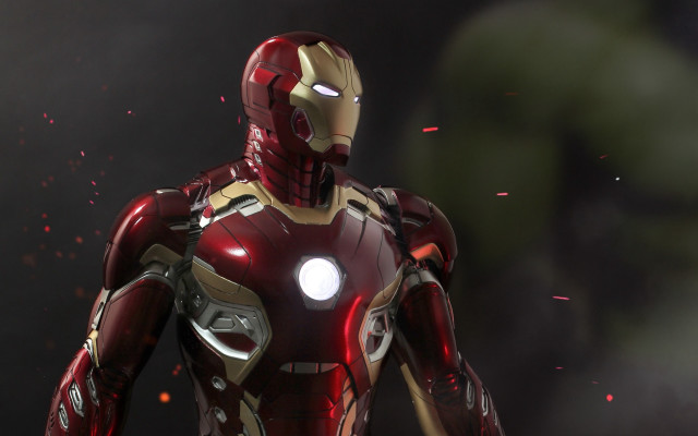 Ironman chestlight blackbackground photorealism mattepainting free wallpaper for desktop - medium preview image